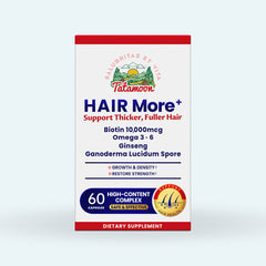 HAIR More+ | Reduce hair loss & strengthen hair. 10,000mcg Biotin | Tatamoon