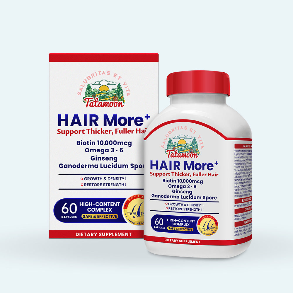 HAIR More+，High-Potency Biotin，Support Thicker，Fuller Hair